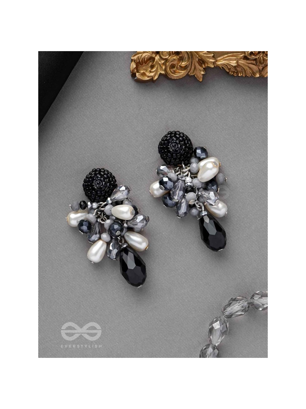 ESCAPING THE NIGHT- BLACK AND GRAY DROP EARRINGS