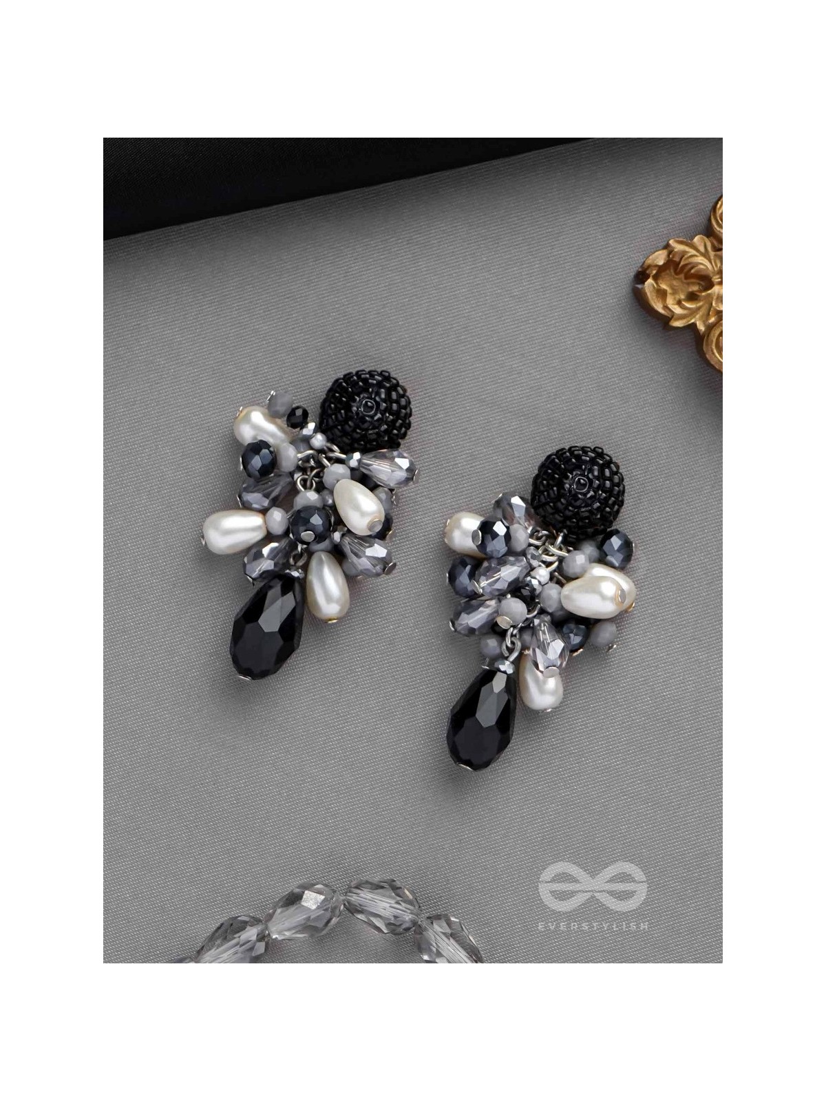 ESCAPING THE NIGHT- BLACK AND GRAY DROP EARRINGS
