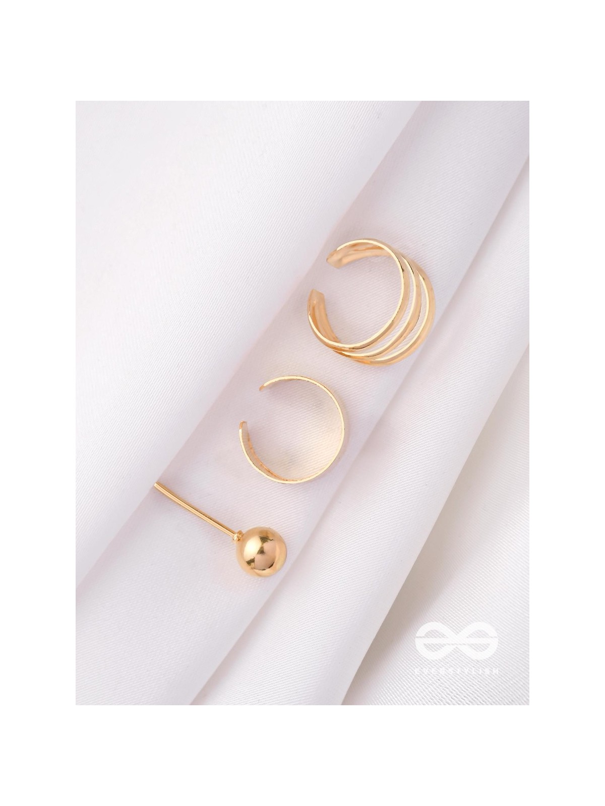 THE PERFECT TRIO - TWO EARCUFF & ONE STUD (ONE EAR) (GOLD)