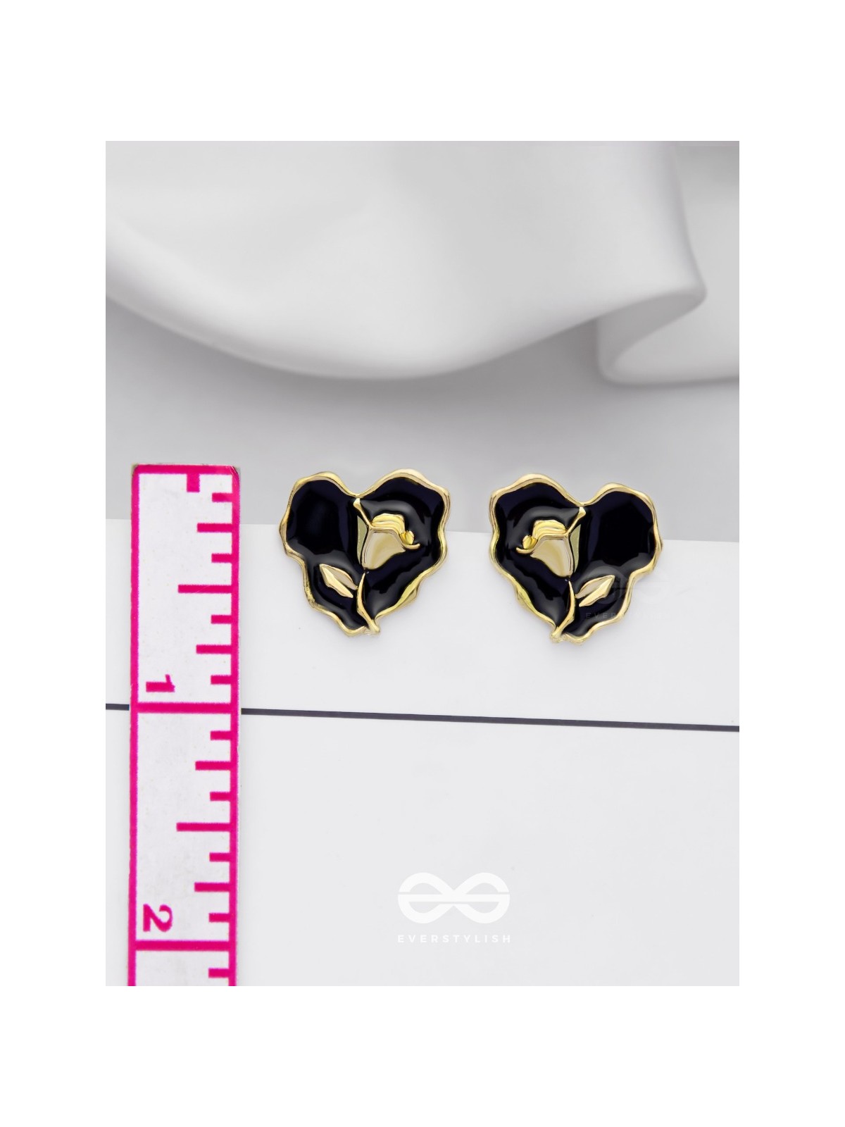 YOUR DARK LOVE- GOLDEN ENAMELLED STUDS (BLACK)