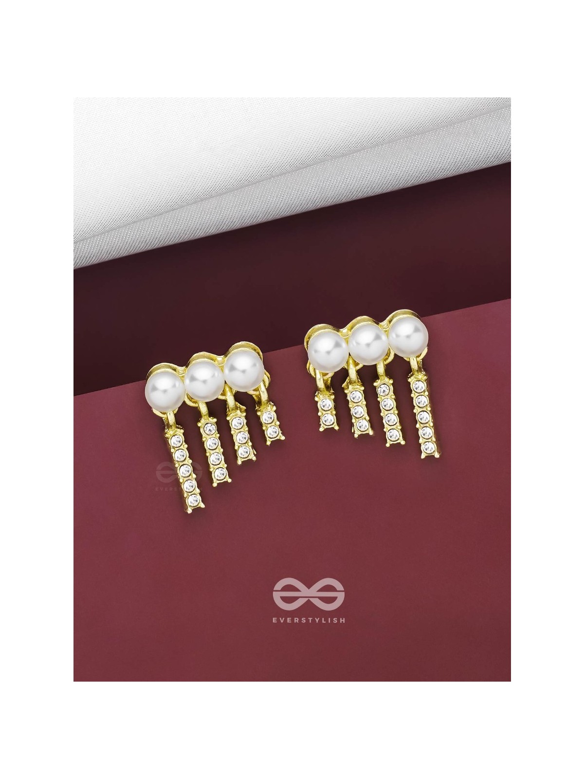 SWINGIN IN WIND - GOLDEN PEARL EARRINGS