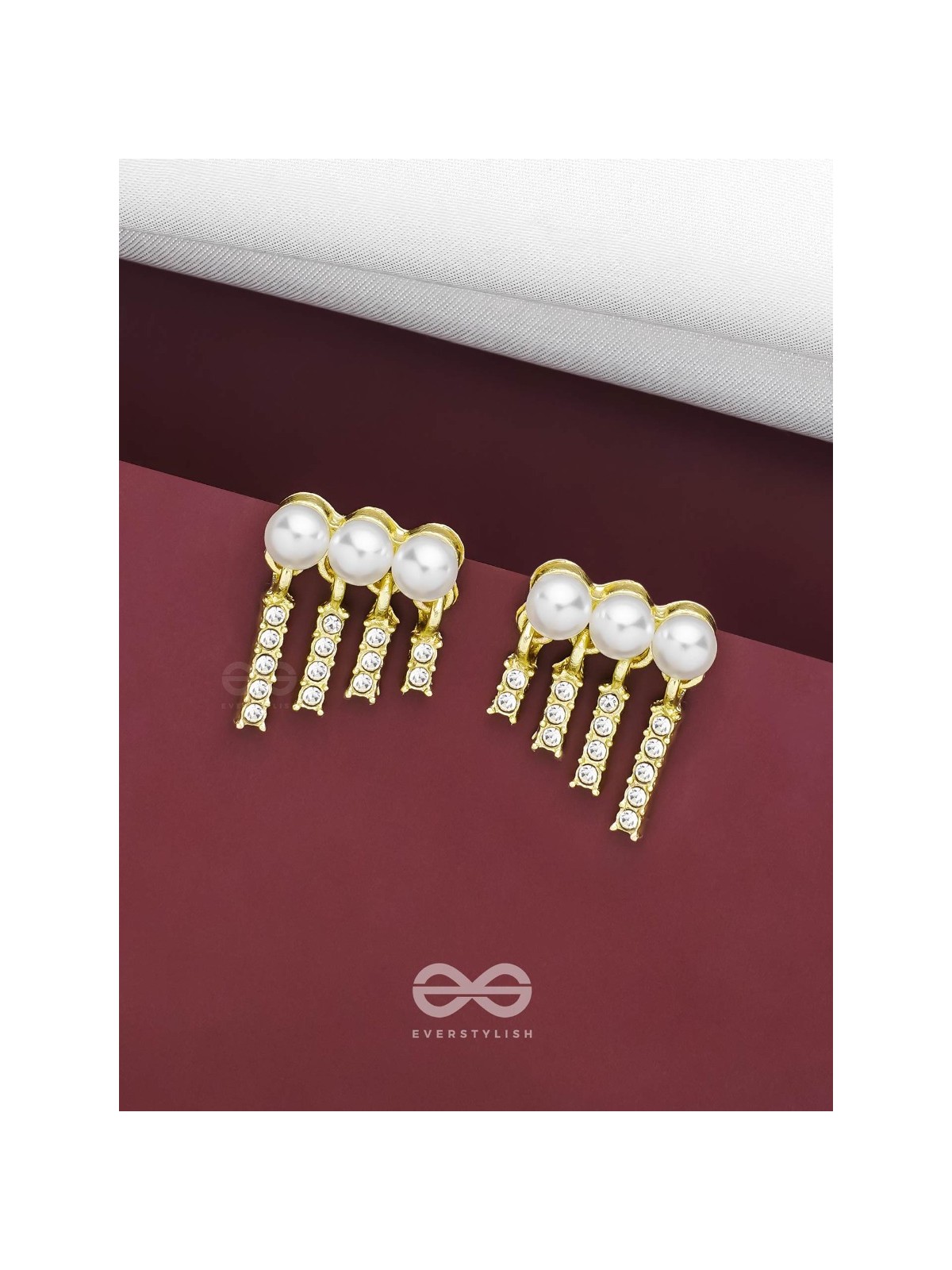 SWINGIN IN WIND - GOLDEN PEARL EARRINGS