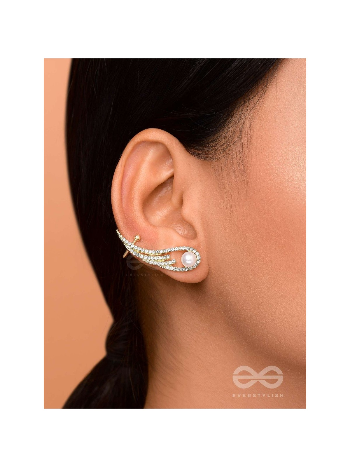 WING OF FREEDOM - GOLDEN PEARL EAR CUFF(one ear)