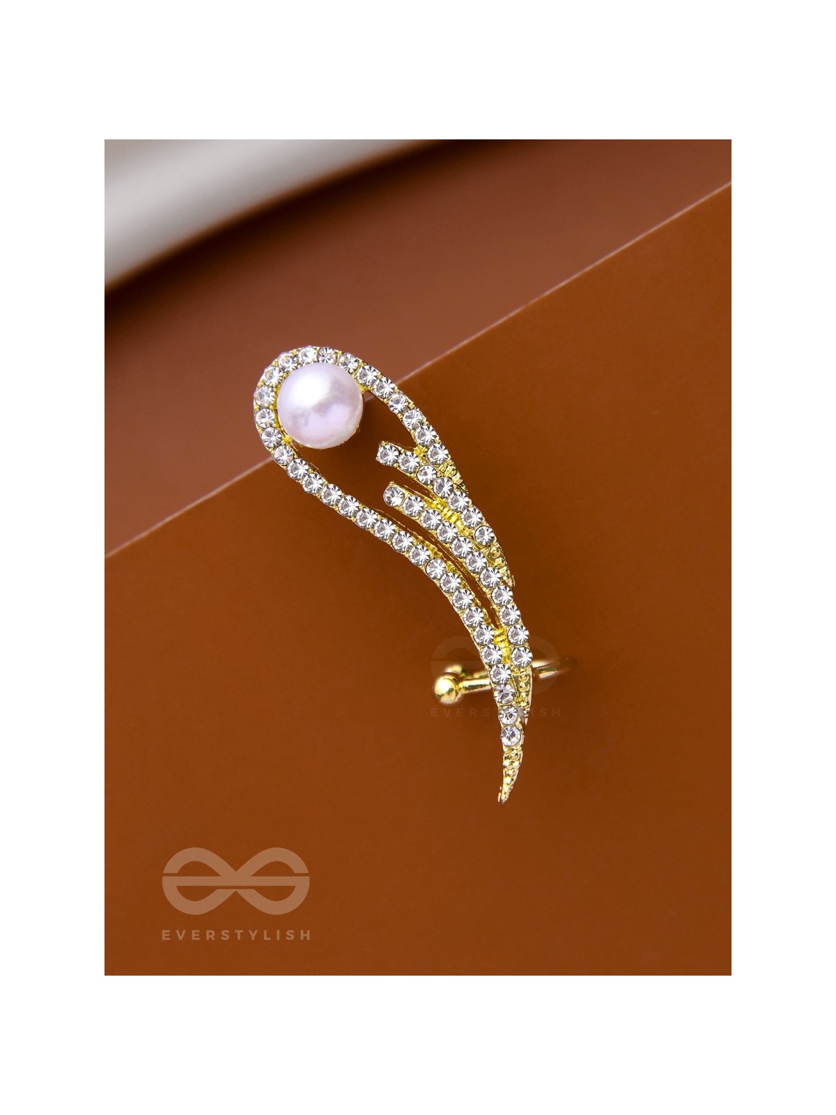 WING OF FREEDOM - GOLDEN PEARL EAR CUFF(one ear)