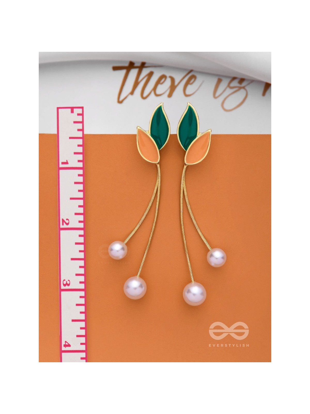 ALWAYS AN ANGEL - PEARL & ENAMELLED EAR JACKETS (GOLD AND GREEN)