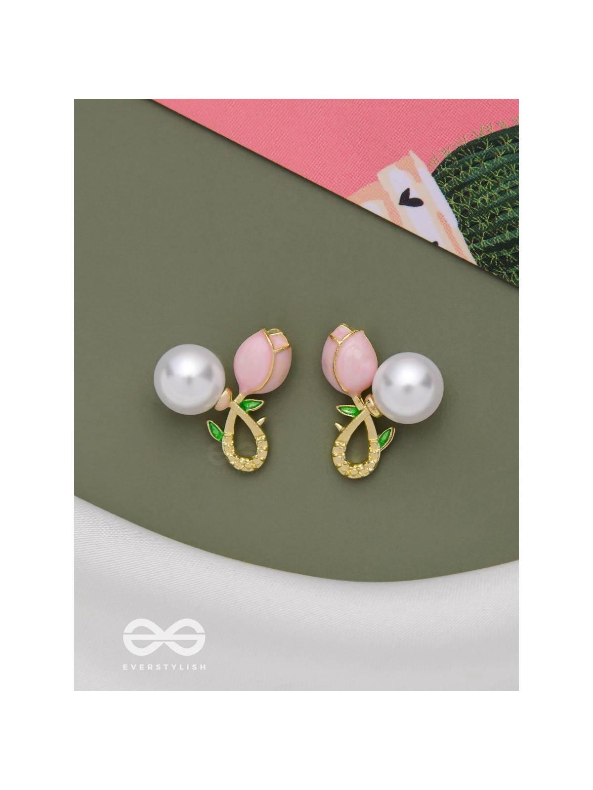 BUDDING PEARLS - PINK AND GOLDEN STUDS