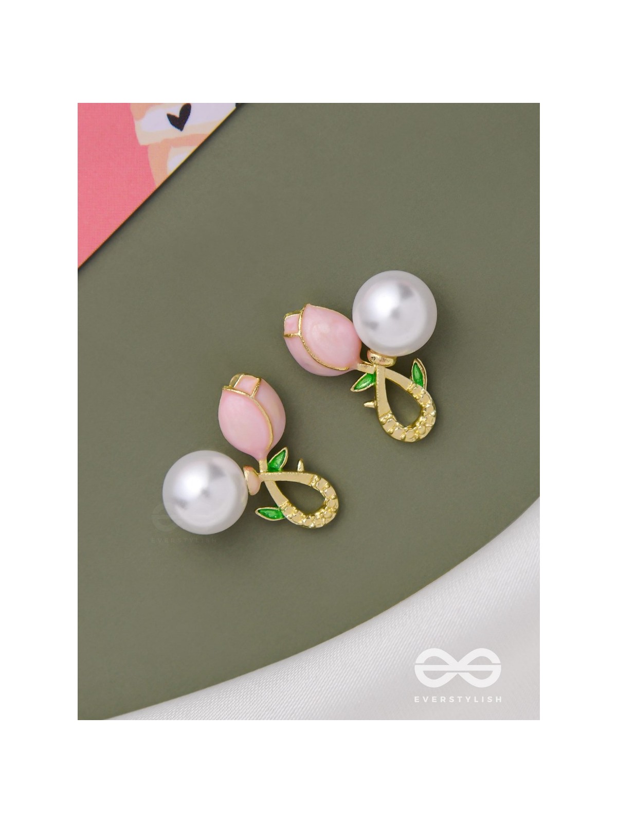 BUDDING PEARLS - PINK AND GOLDEN STUDS