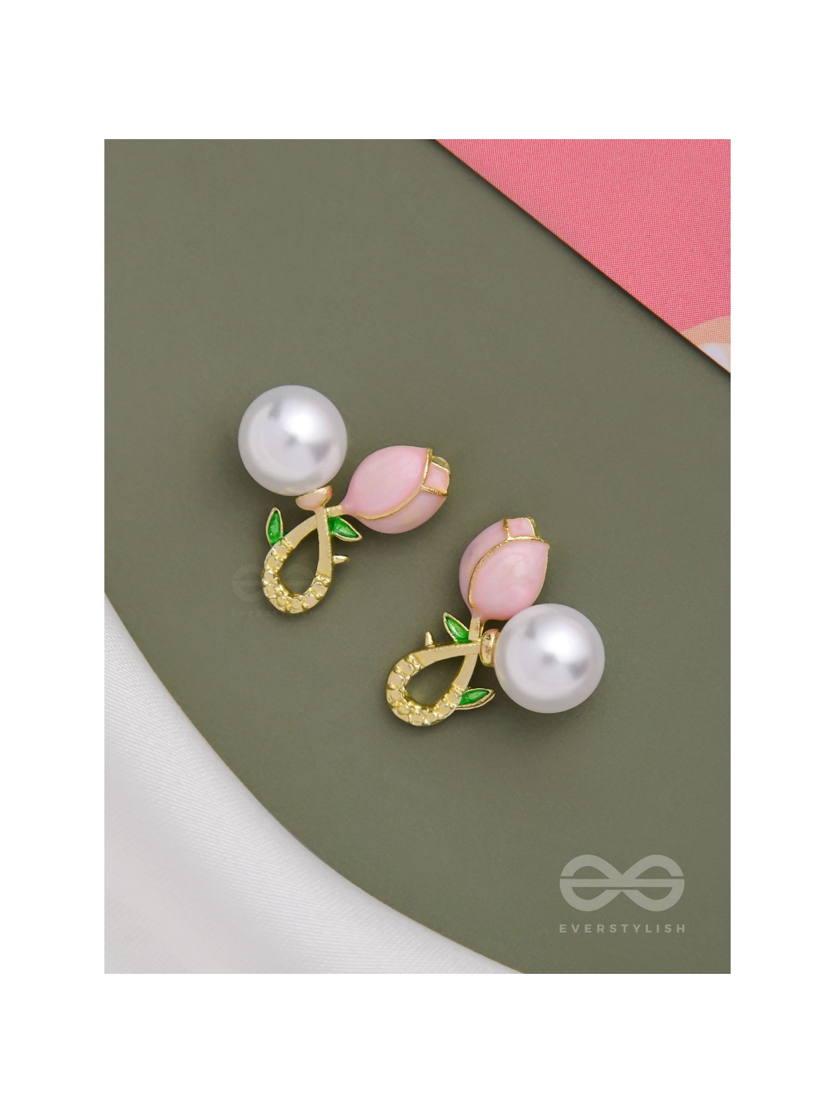 BUDDING PEARLS - PINK AND GOLDEN STUDS