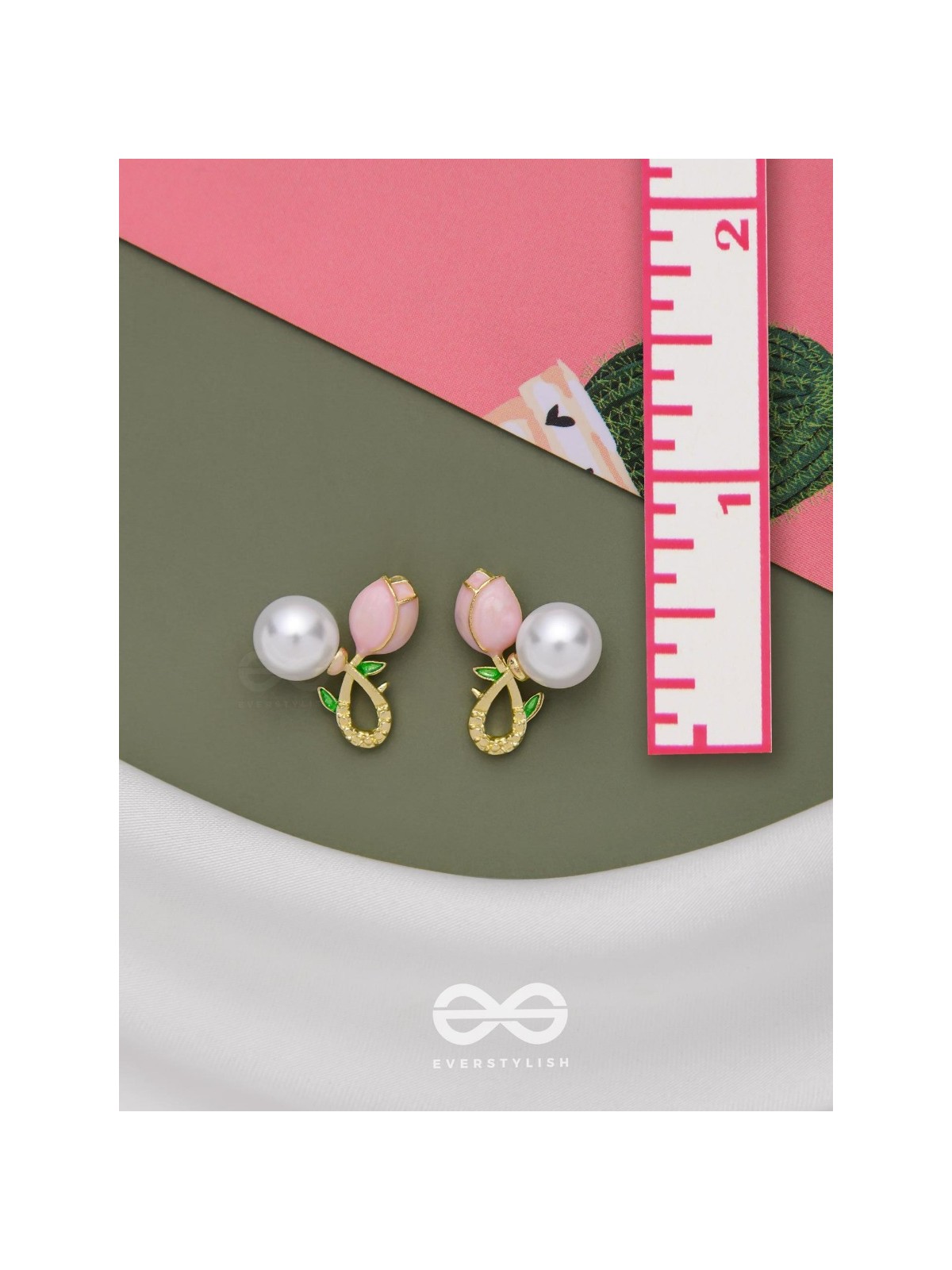 BUDDING PEARLS - PINK AND GOLDEN STUDS