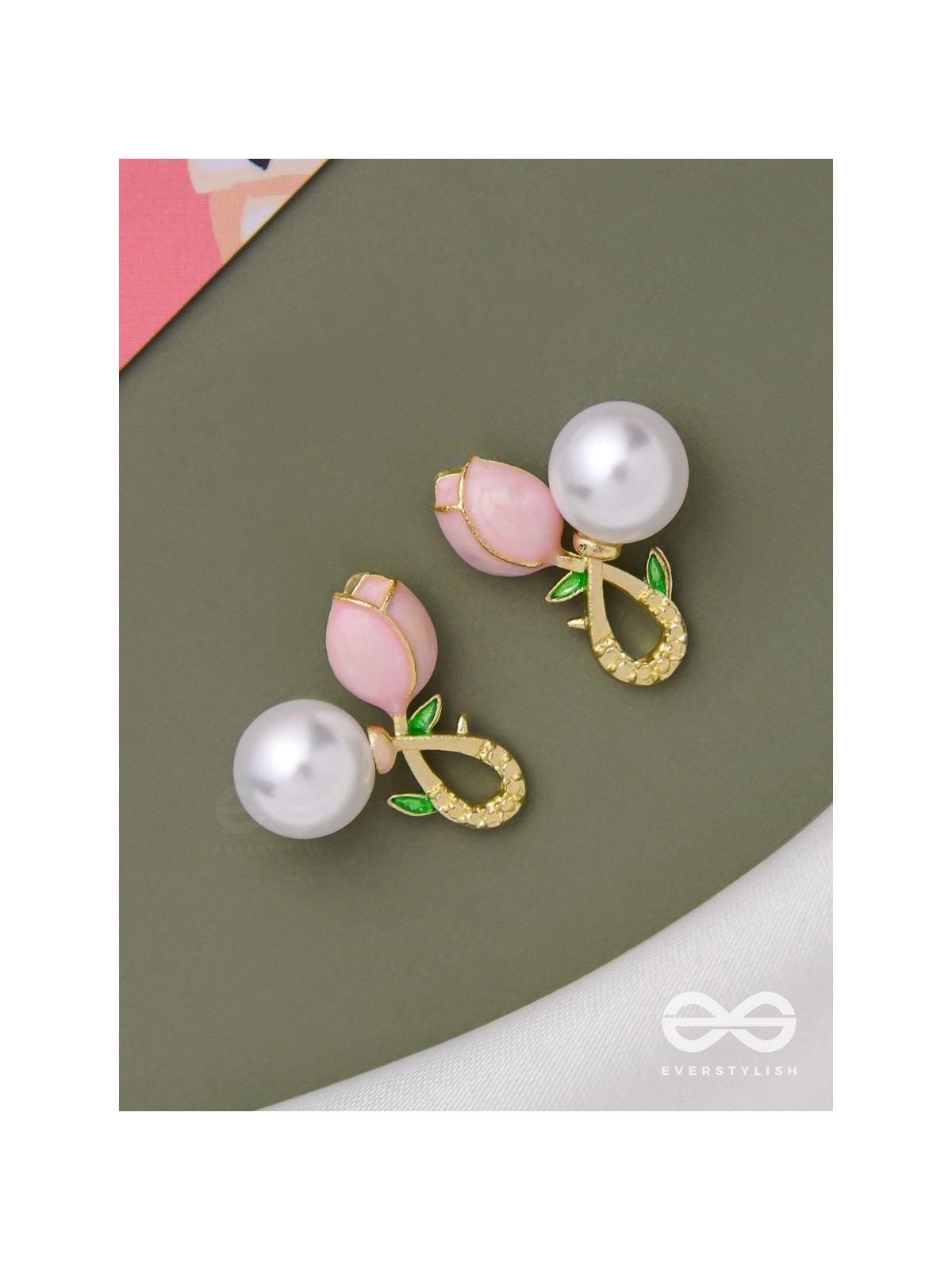 BUDDING PEARLS - PINK AND GOLDEN STUDS