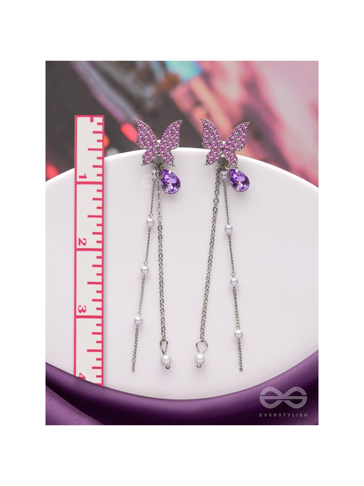A PURPLE MIRACLE - SILVER PEARL EAR JACKETS