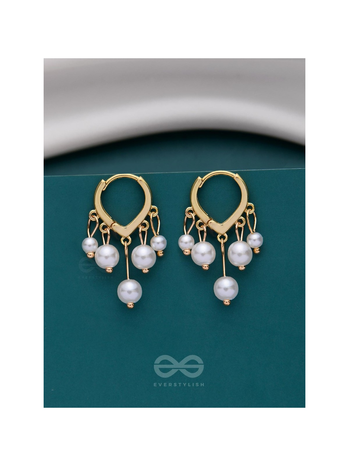 SWIRLS 'N TWIRLS - GOLDEN PEARLS DROP EARRINGS