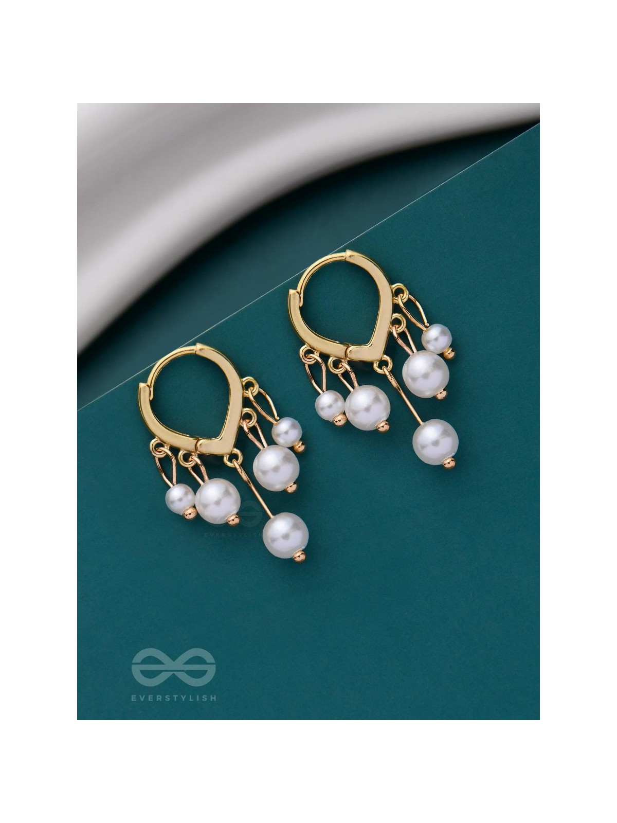 SWIRLS 'N TWIRLS - GOLDEN PEARLS DROP EARRINGS