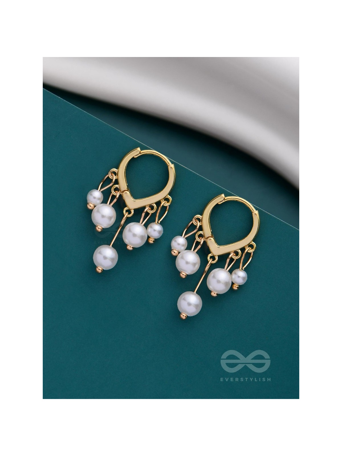 SWIRLS 'N TWIRLS - GOLDEN PEARLS DROP EARRINGS