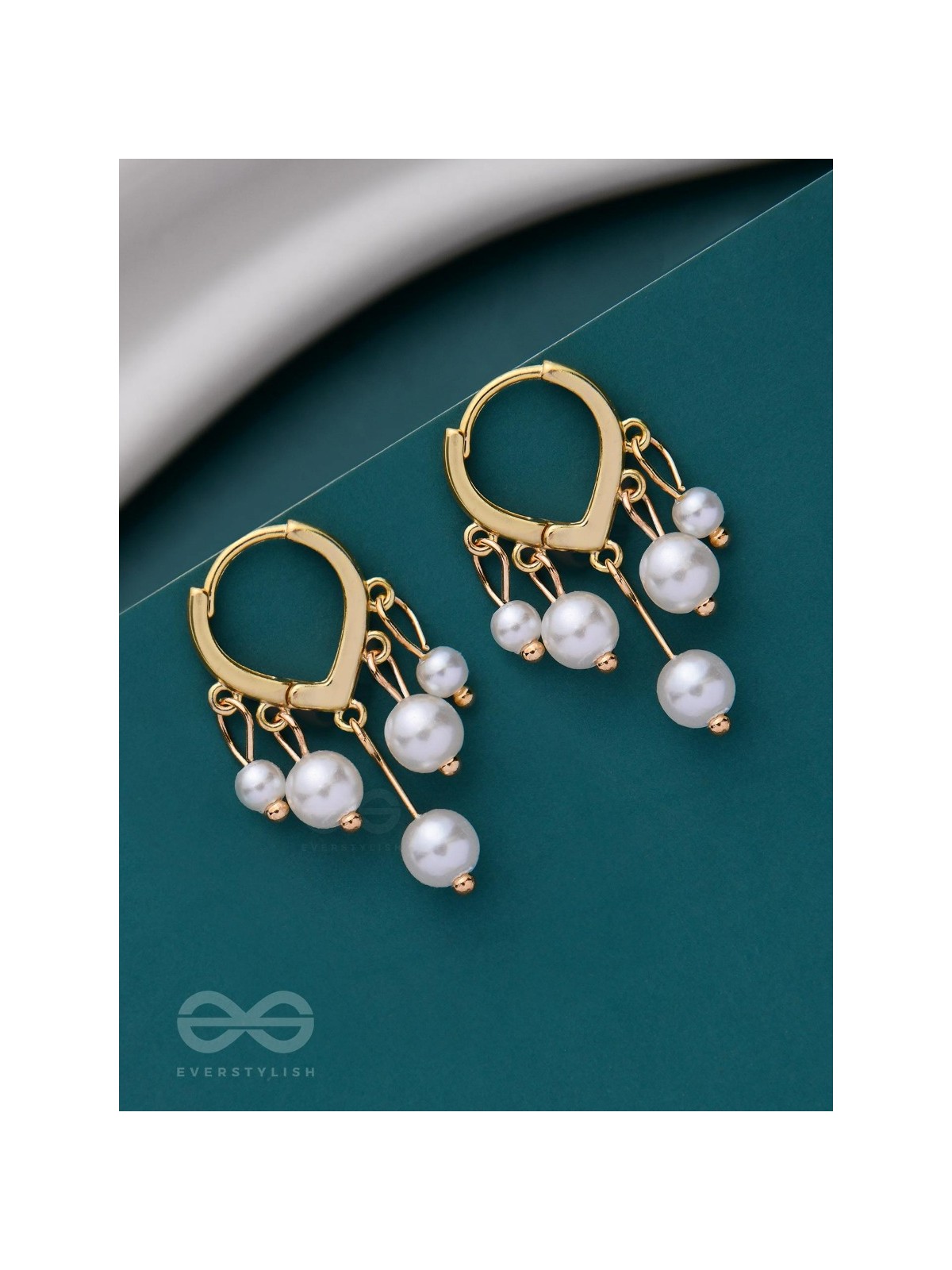 SWIRLS 'N TWIRLS - GOLDEN PEARLS DROP EARRINGS
