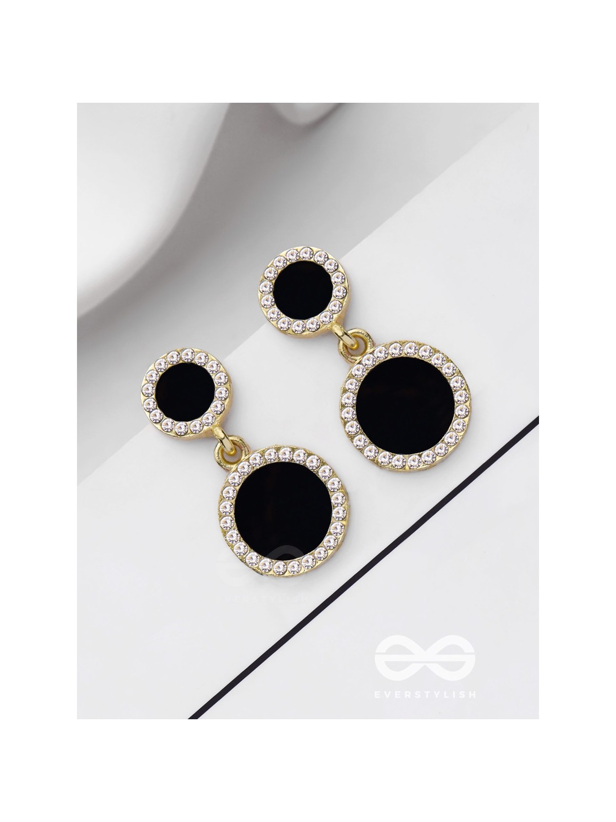 MIDNIGHT ENCHANTMENT - GOLDEN AND BLACK DROP EARRINGS