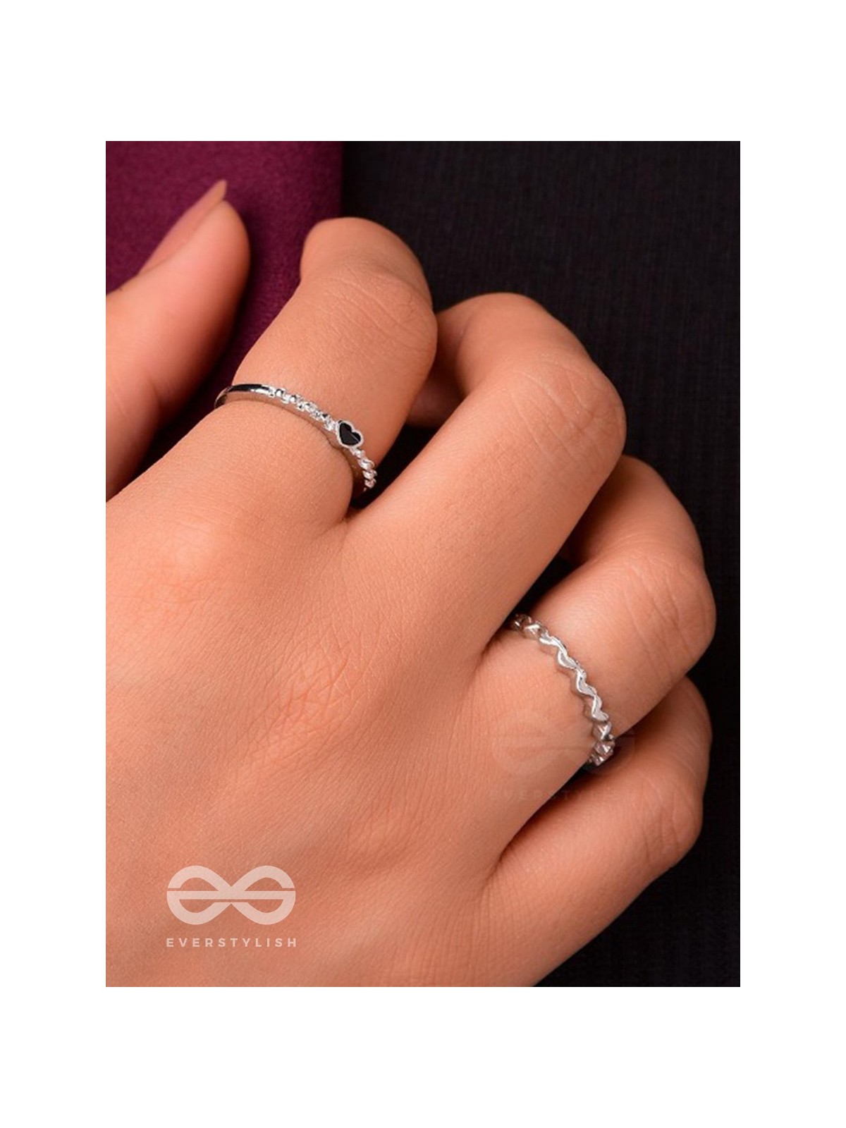 LIFE IN A ZIG-ZAG- SET OF 2 ADJUSTABLE SILVER RINGS