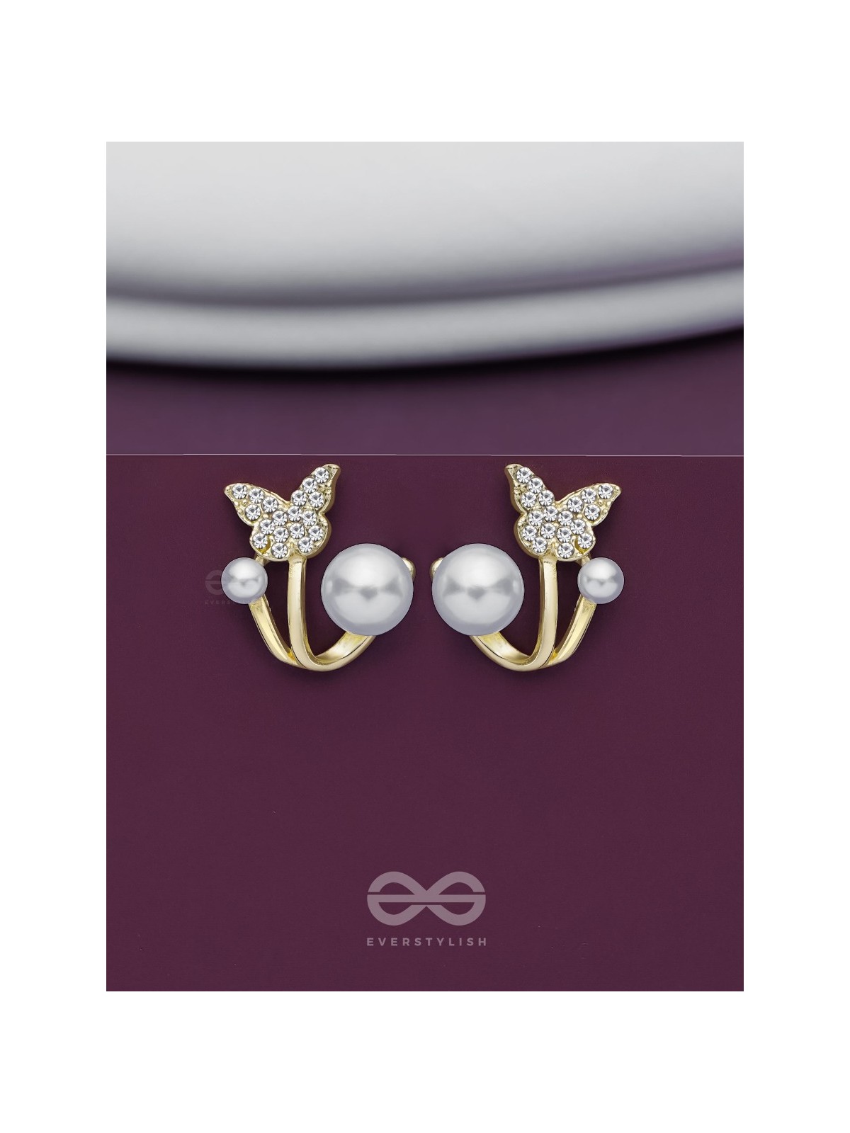 BLOOM-TASTIC BUTTERFLIES - GOLDEN PEARL STUDS