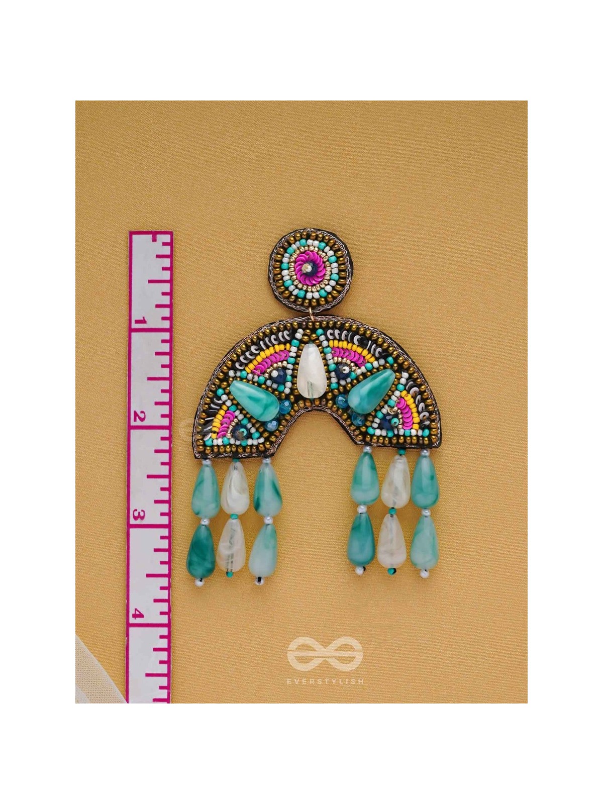 SAMANVITA - THE HARMONIOUS MELANGE - SEQUINS, BEADS AND MARBLE DROP EMBROIDERED EARRINGS (MULTICOLOR)