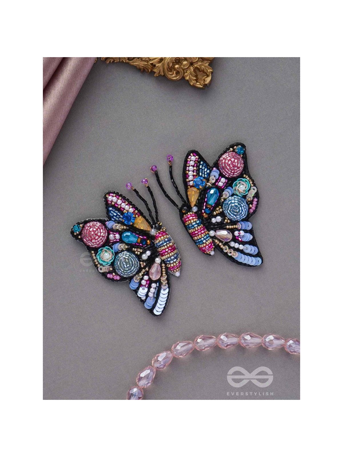 Vanyapadmini - The Gilded Flutter - Sequins, Beads And Cutdana Hand Embroidered Earrings (Multicolor)