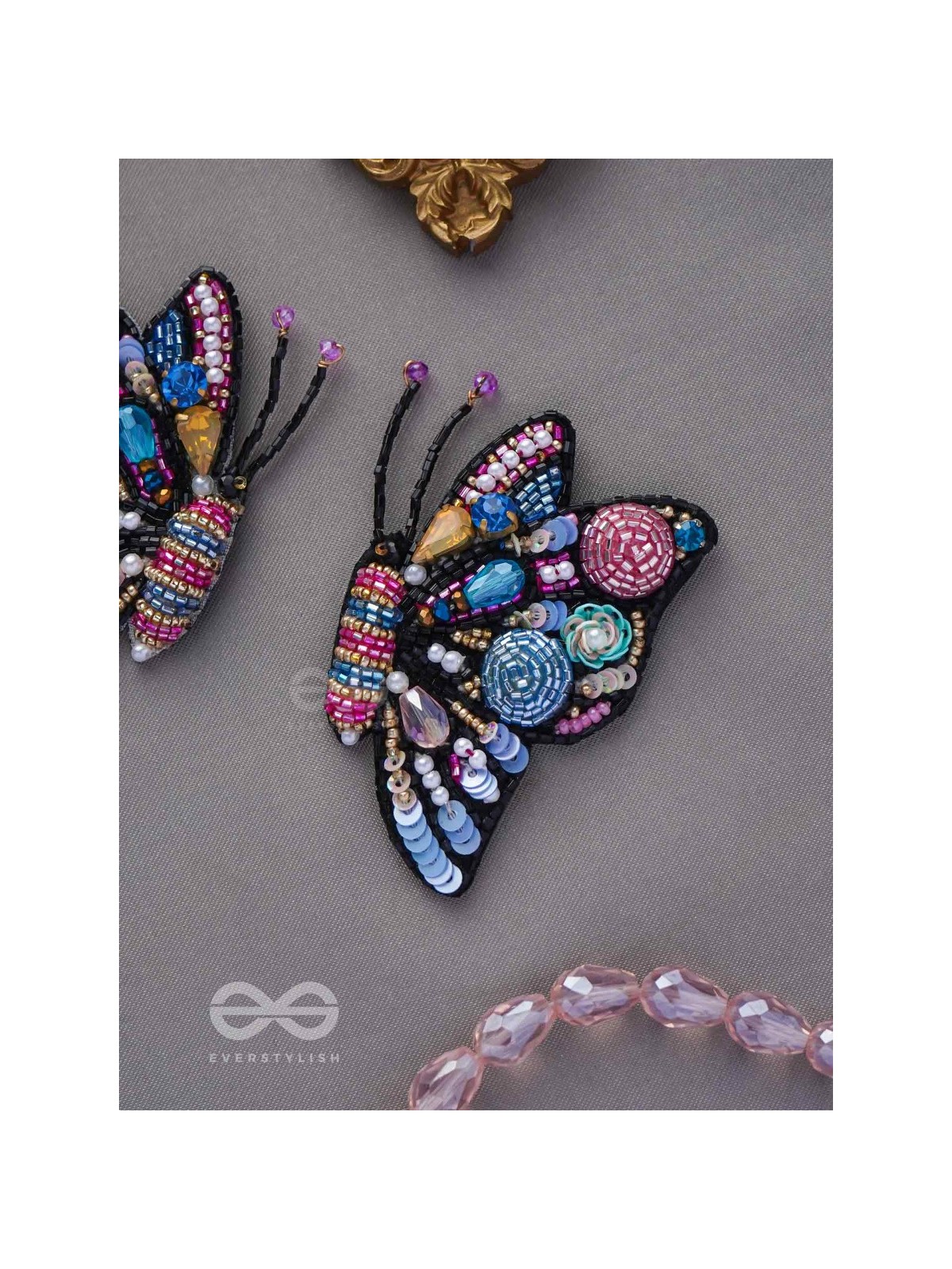 Vanyapadmini - The Gilded Flutter - Sequins, Beads And Cutdana Hand Embroidered Earrings (Multicolor)
