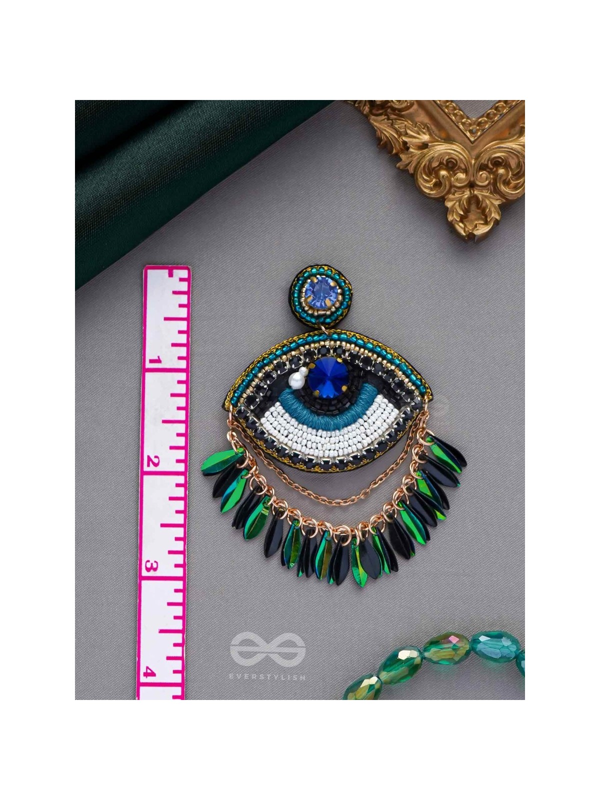 ADRISHTI - THE BLESSED GAZE - STONES, BEADS, SEQUINS AND PEARL EMBROIDERED EARRINGS