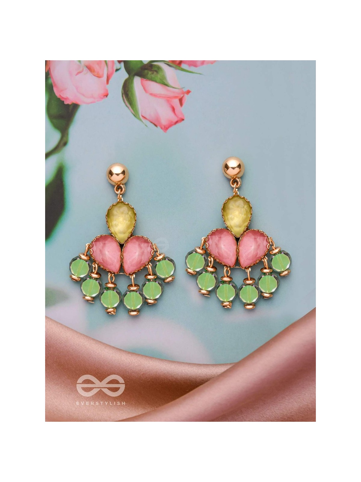 THE CHARMING ROSETTES - GOLDEN EMBELLISHED EARRINGS