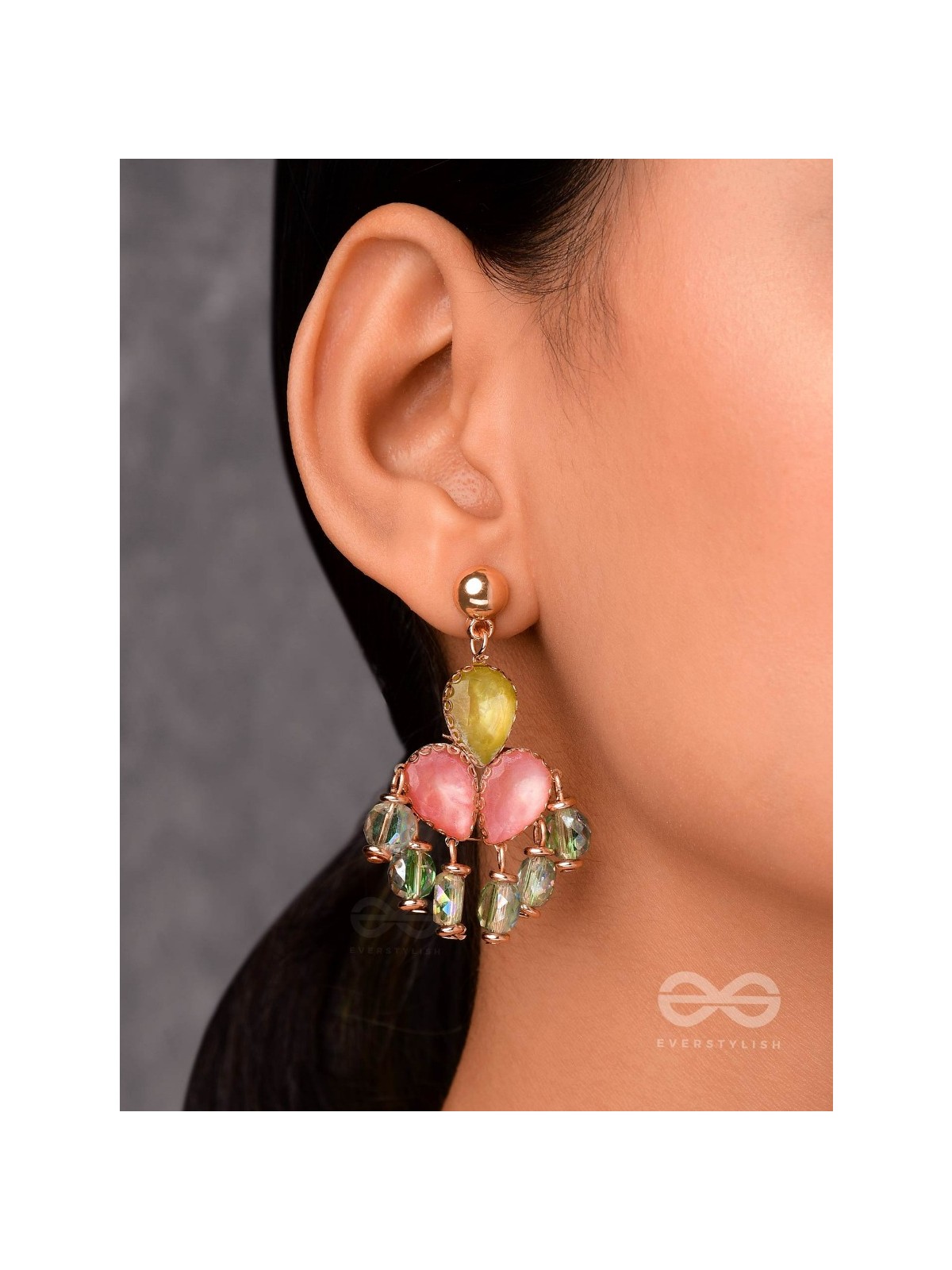 THE CHARMING ROSETTES - GOLDEN EMBELLISHED EARRINGS
