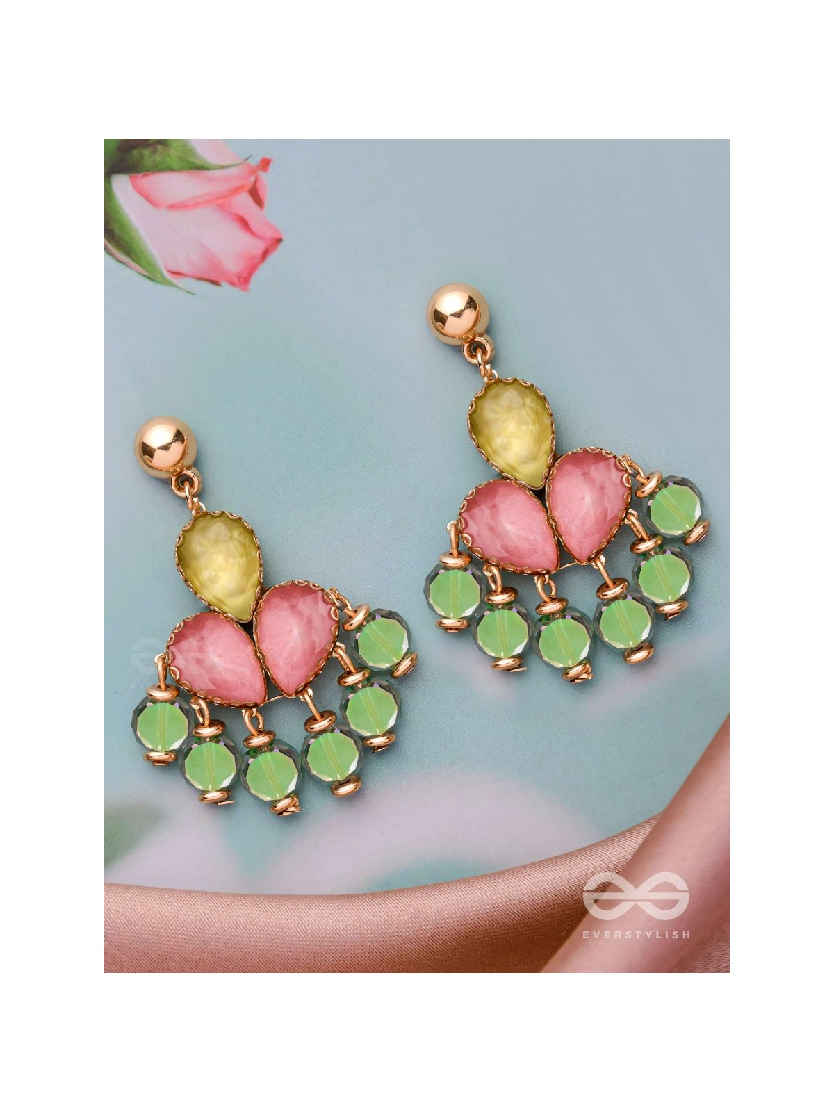 THE CHARMING ROSETTES - GOLDEN EMBELLISHED EARRINGS