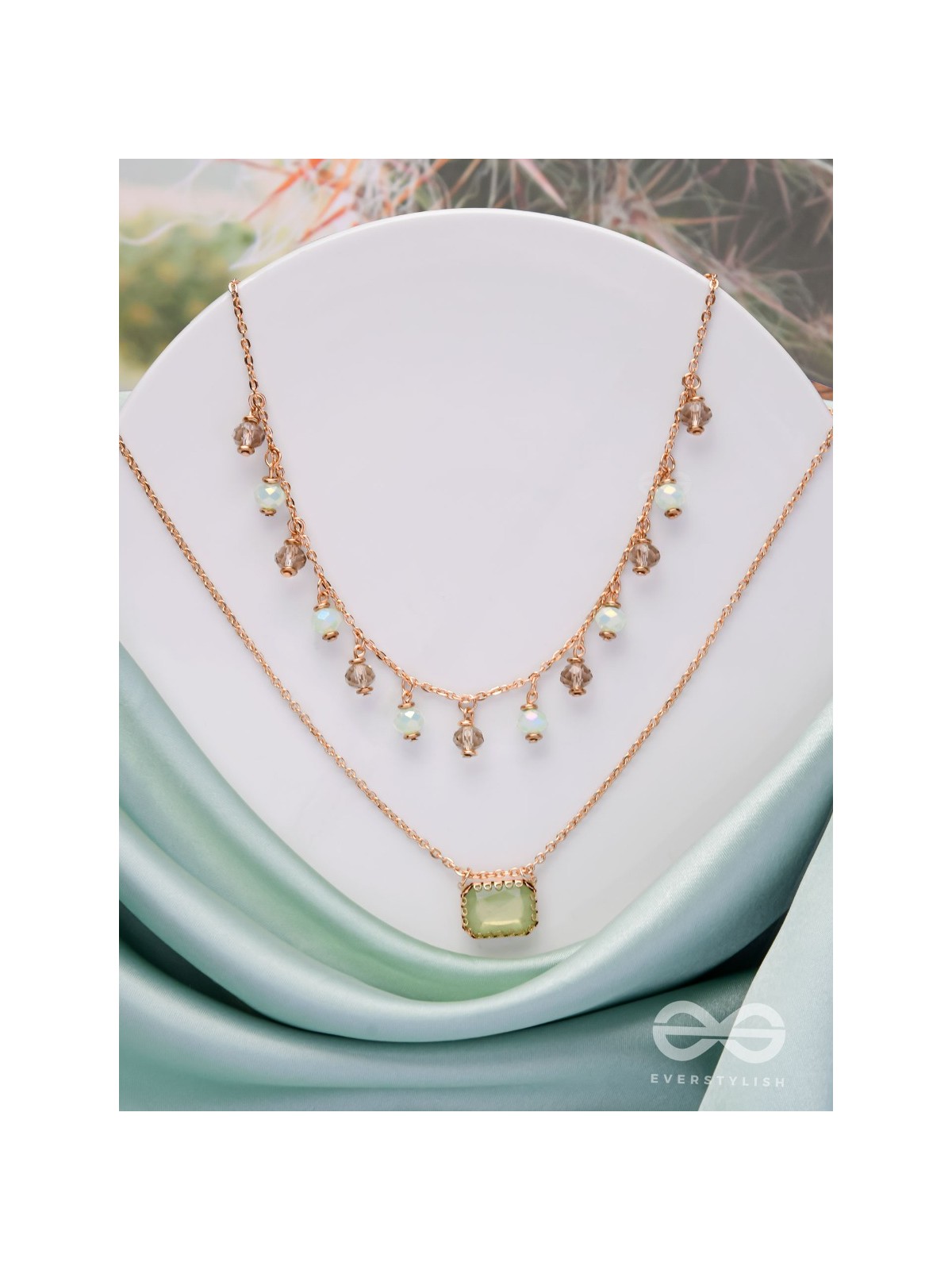 Jade Dream Drapes - Statement Multilayered Neckpiece With Anti-Tarnish Coating 