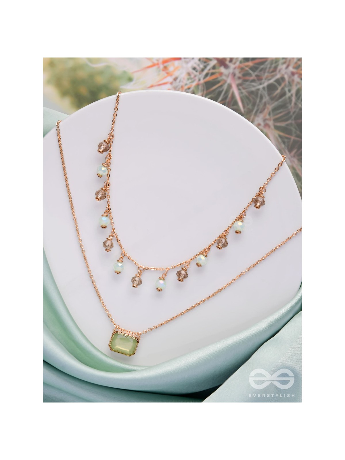 Jade Dream Drapes - Statement Multilayered Neckpiece With Anti-Tarnish Coating 