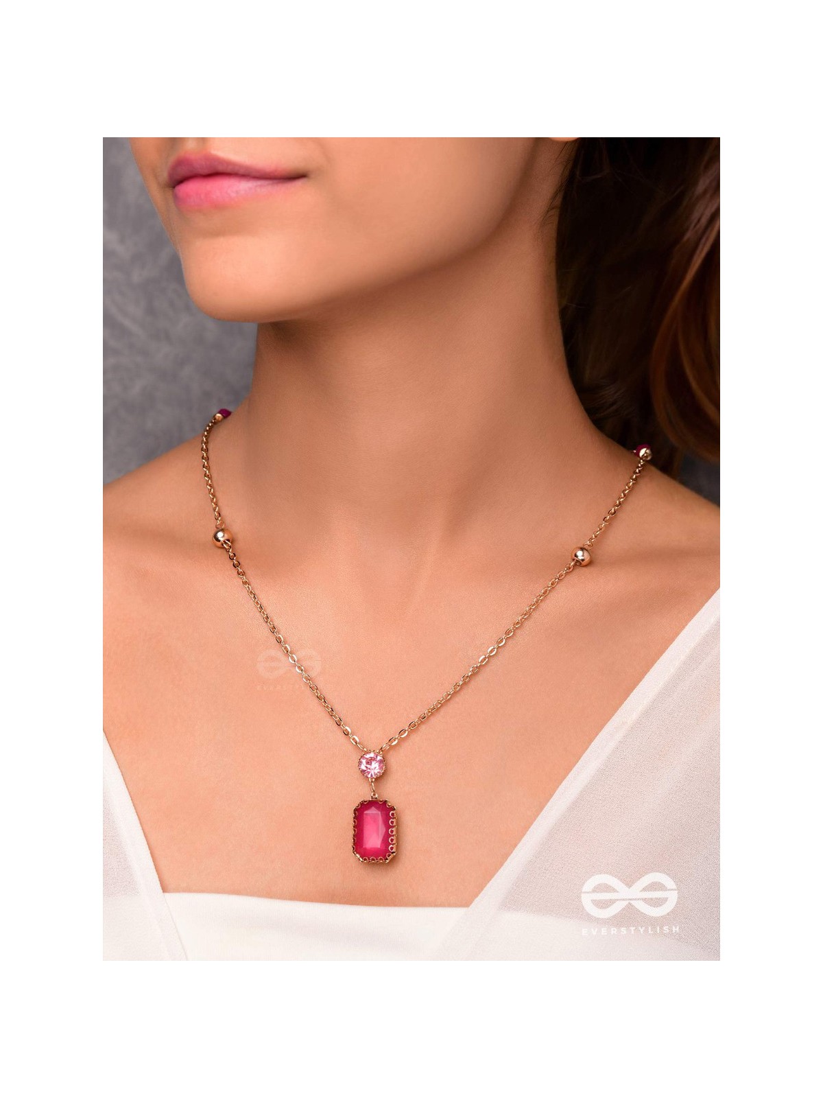 Magenta's Magic - Smart And Casual Neckpiece With Anti-Tarnish Coating