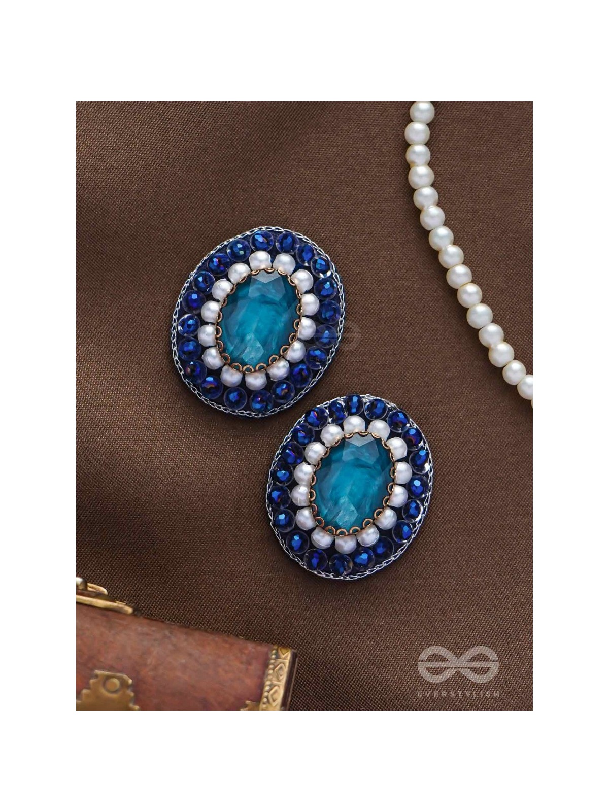 AMRITARA - THE ETERNAL ESSENCE - STONE, PEARLS AND SEQUINS EMBROIDERED EARRINGS