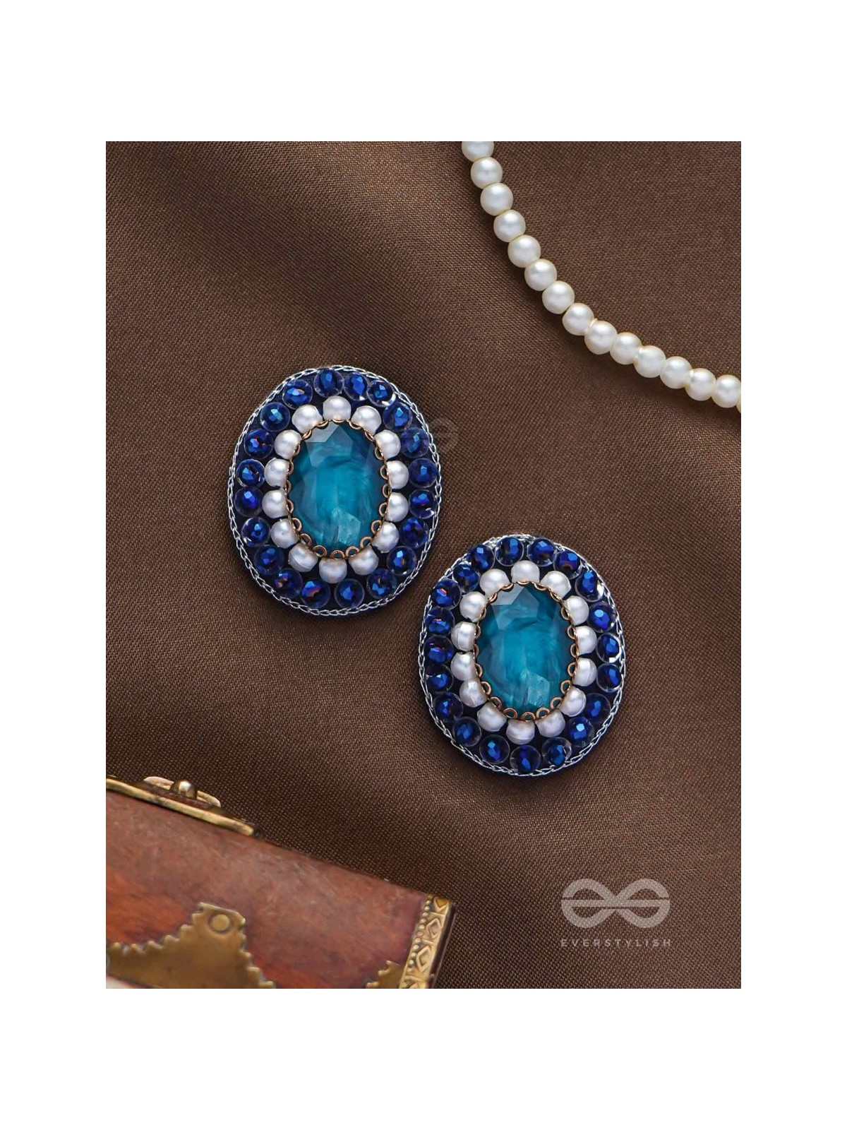 AMRITARA - THE ETERNAL ESSENCE - STONE, PEARLS AND SEQUINS EMBROIDERED EARRINGS