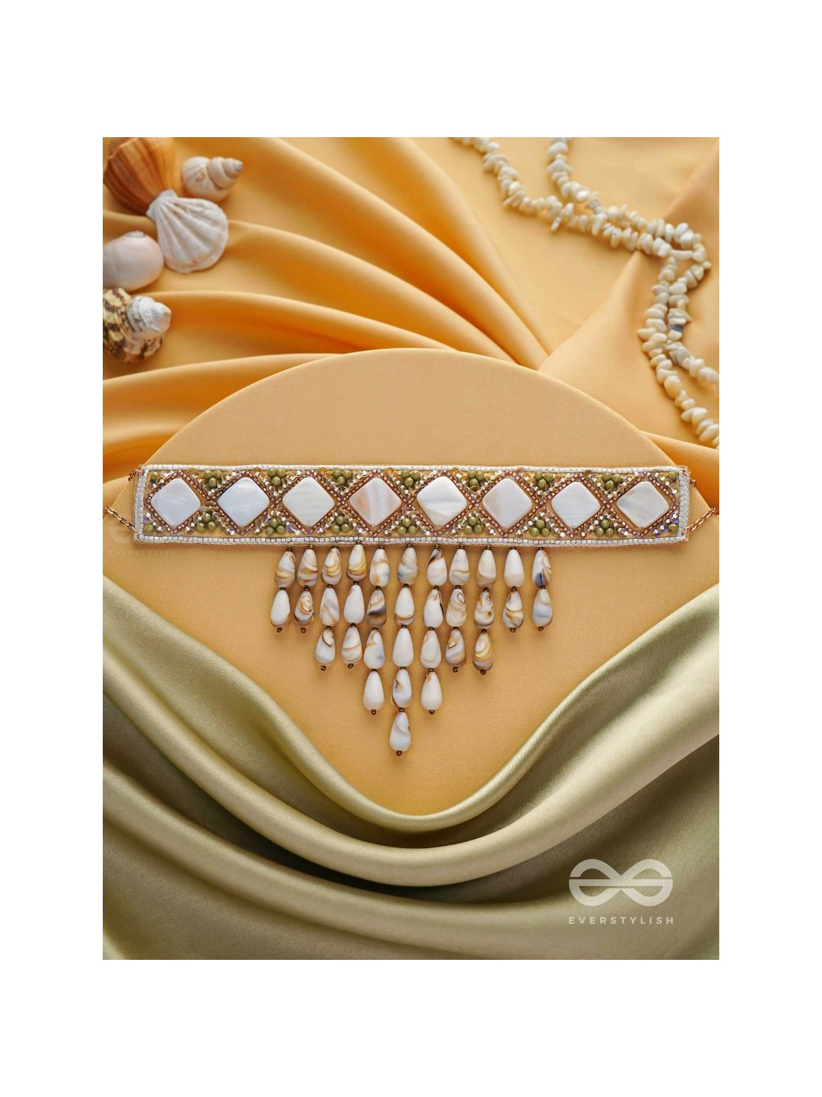 Aparnavara - The Shoreline Glow - Sequins, Beads And Marble Drops Hand Embroidered Neckpiece