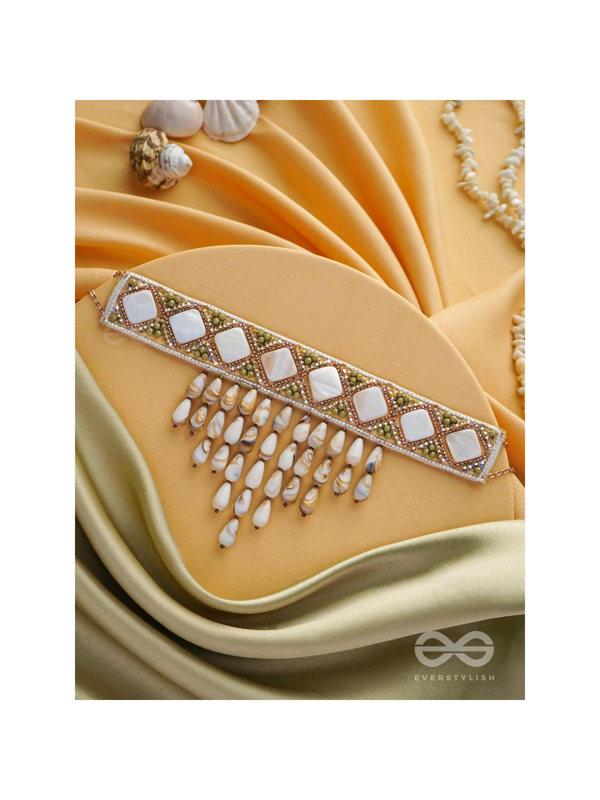 Aparnavara - The Shoreline Glow - Sequins, Beads And Marble Drops Hand Embroidered Neckpiece