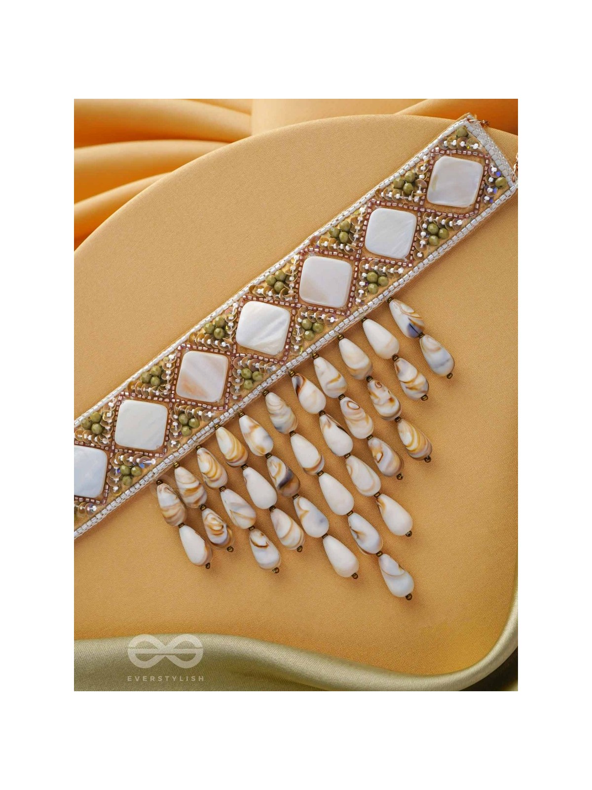 Aparnavara - The Shoreline Glow - Sequins, Beads And Marble Drops Hand Embroidered Neckpiece