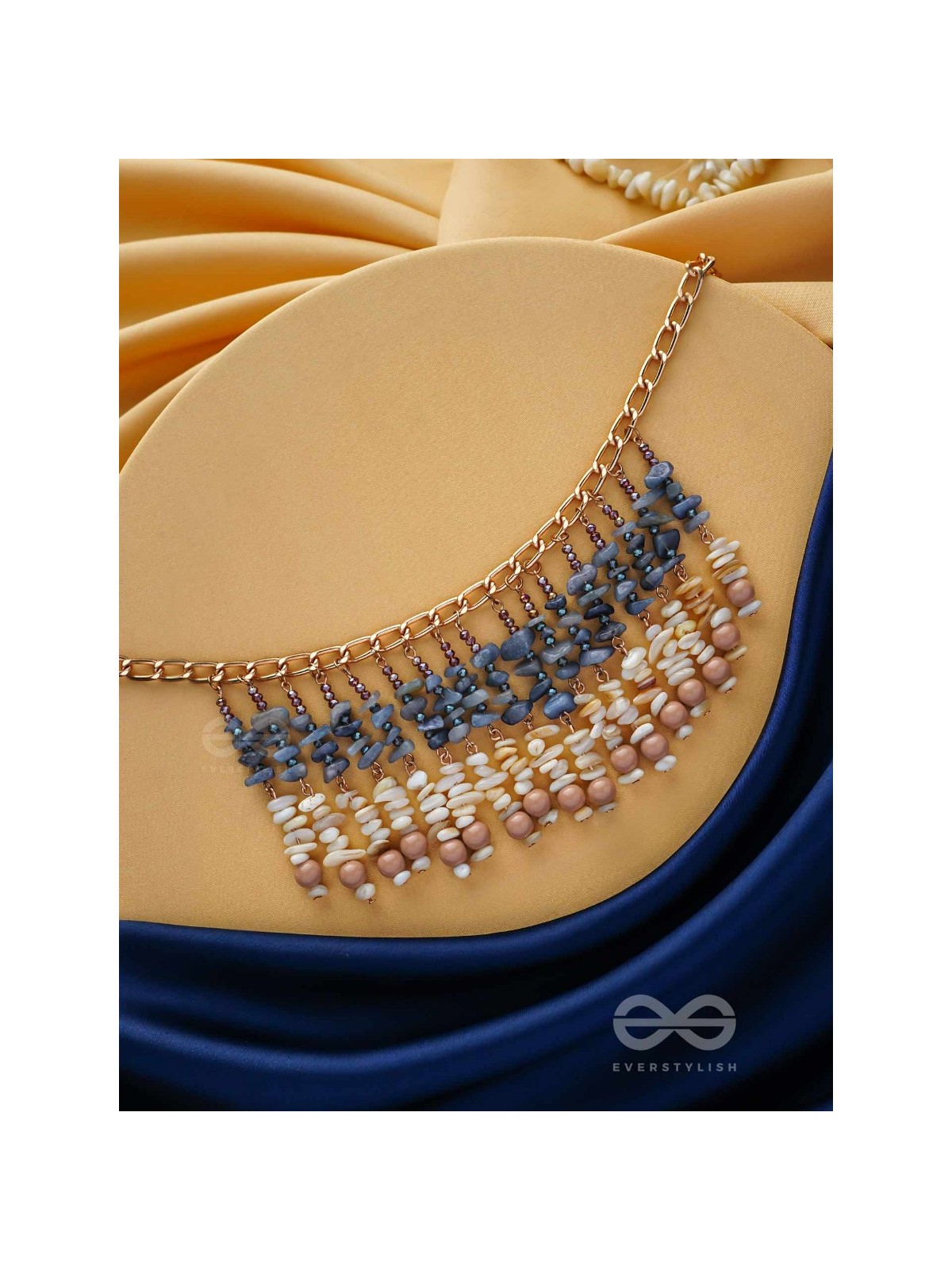 Pyaana - Dive Into Delights - Golden Embellished Statement Neckpiece With Anti-Tarnish Coating 