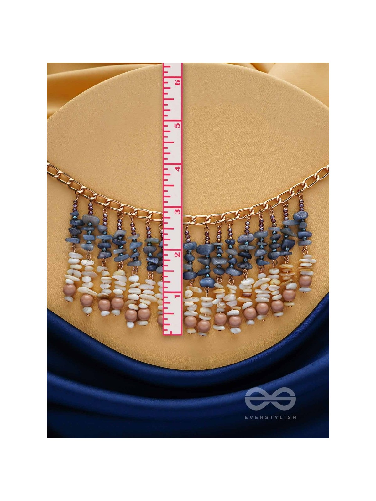 Pyaana - Dive Into Delights - Golden Embellished Statement Neckpiece With Anti-Tarnish Coating 