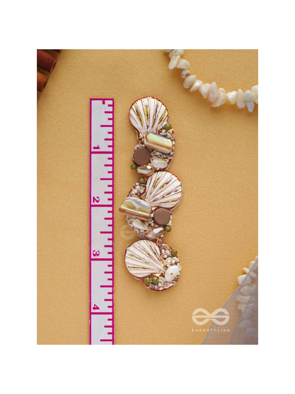 Nishkalmsa - The Beach Nirvana - Shell, Beads And Sequins Hand Embroidered Earrings