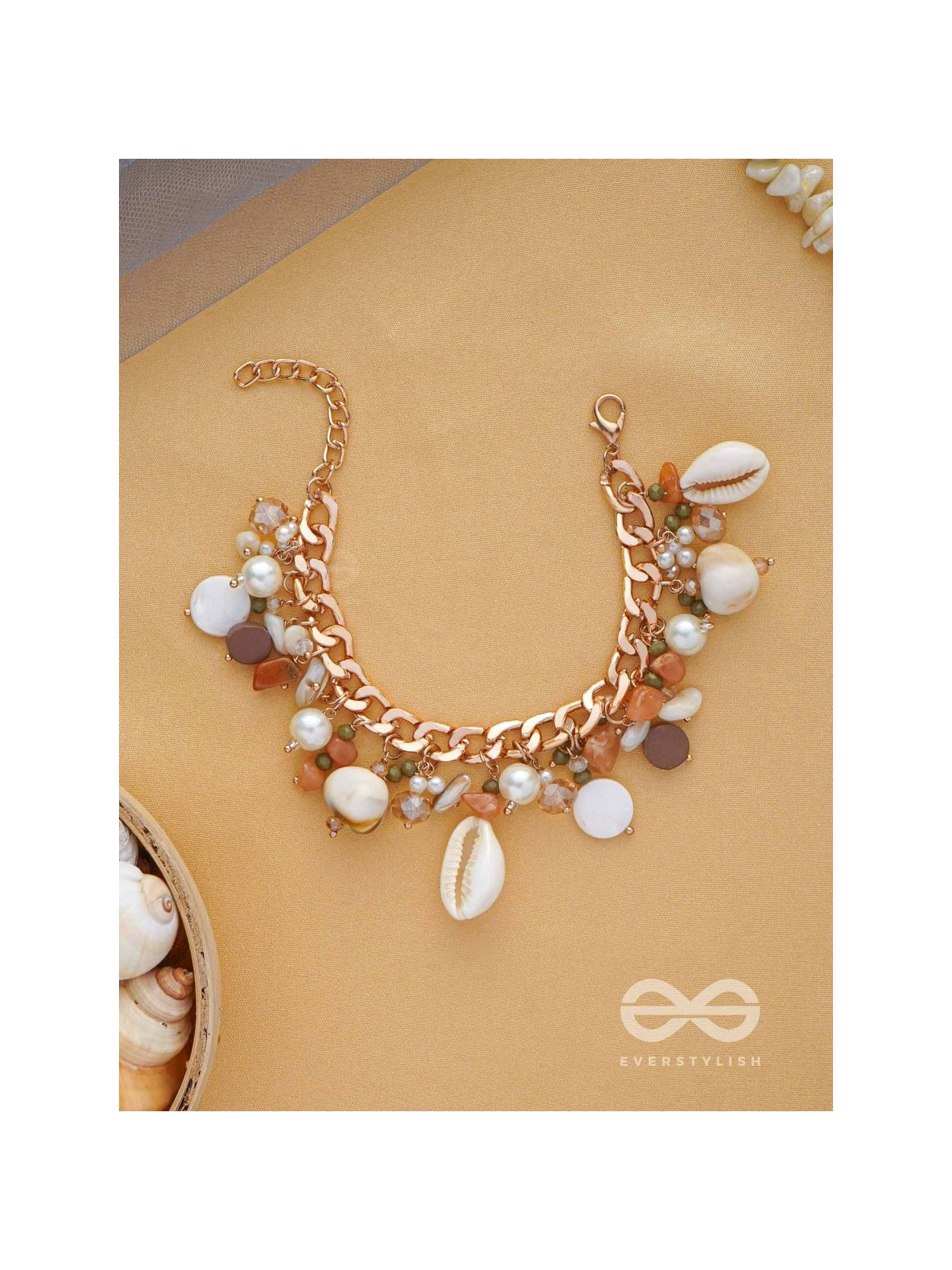 Shellacious Charm - Statement Golden Embellished Bracelet