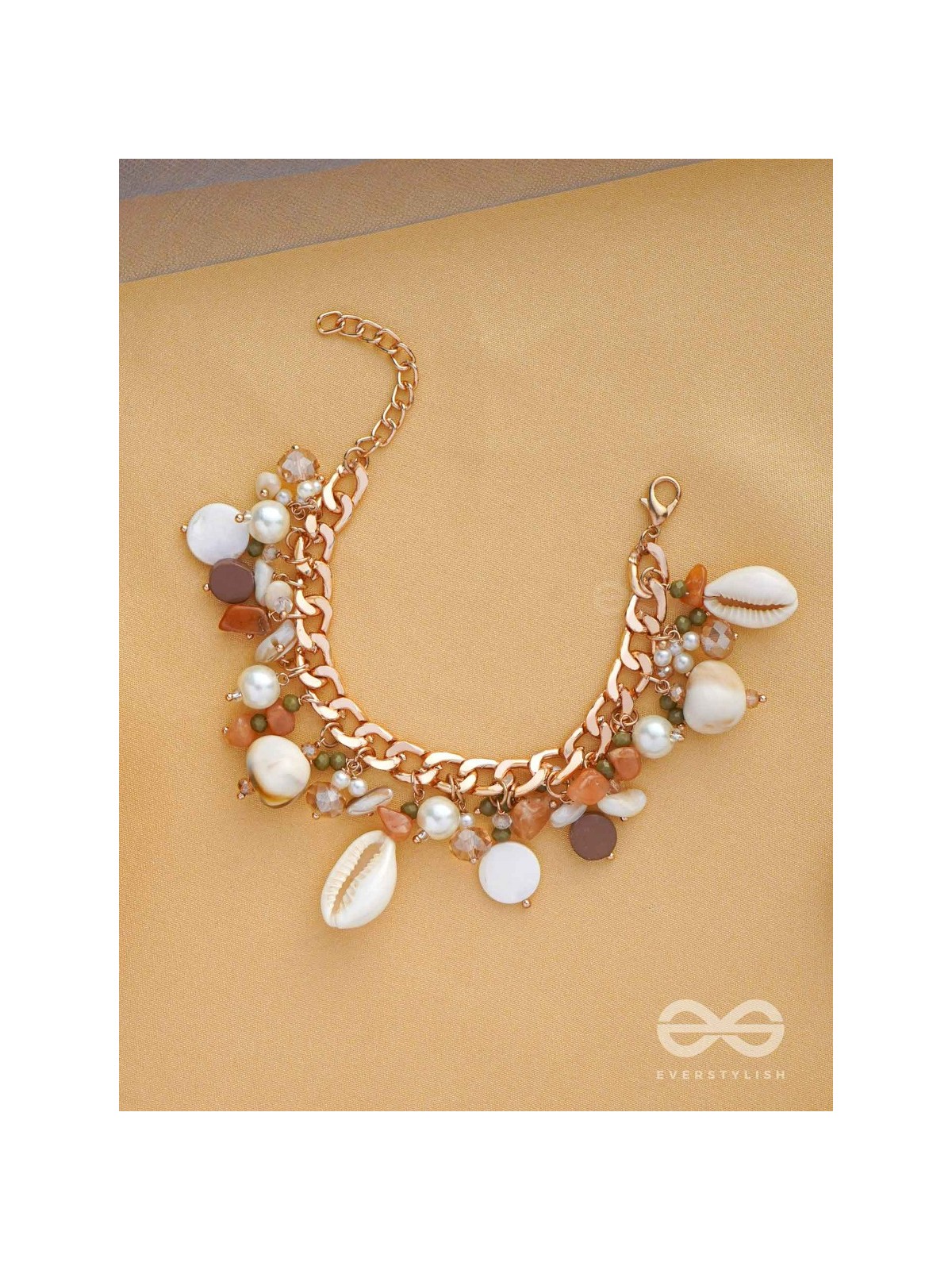 Shellacious Charm - Statement Golden Embellished Bracelet