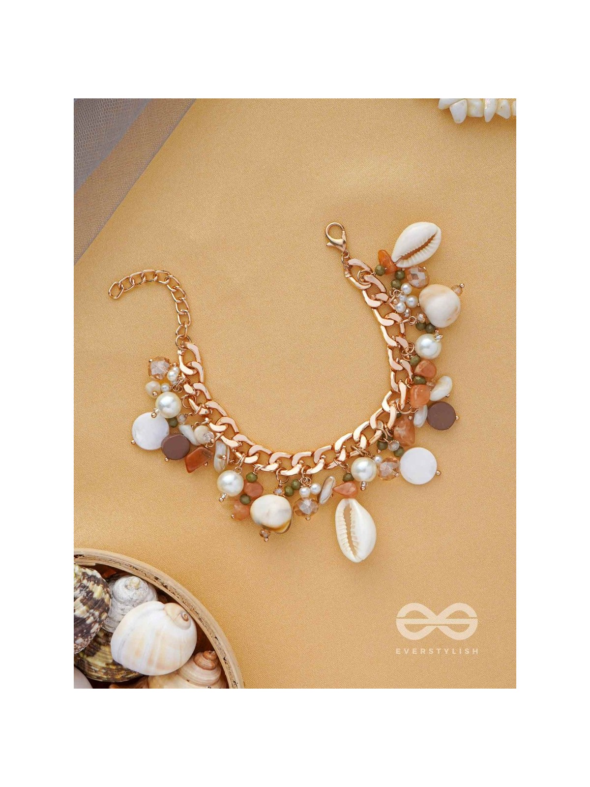 Shellacious Charm - Statement Golden Embellished Bracelet