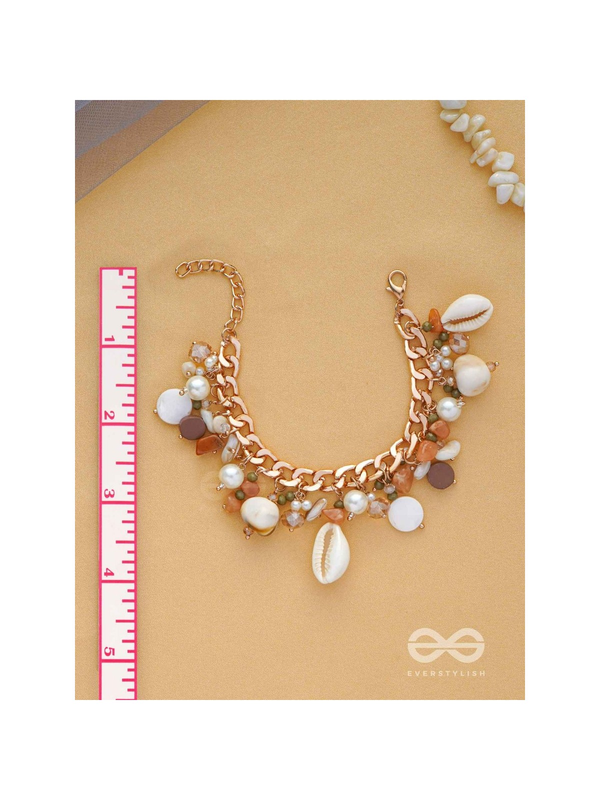 Shellacious Charm - Statement Golden Embellished Bracelet