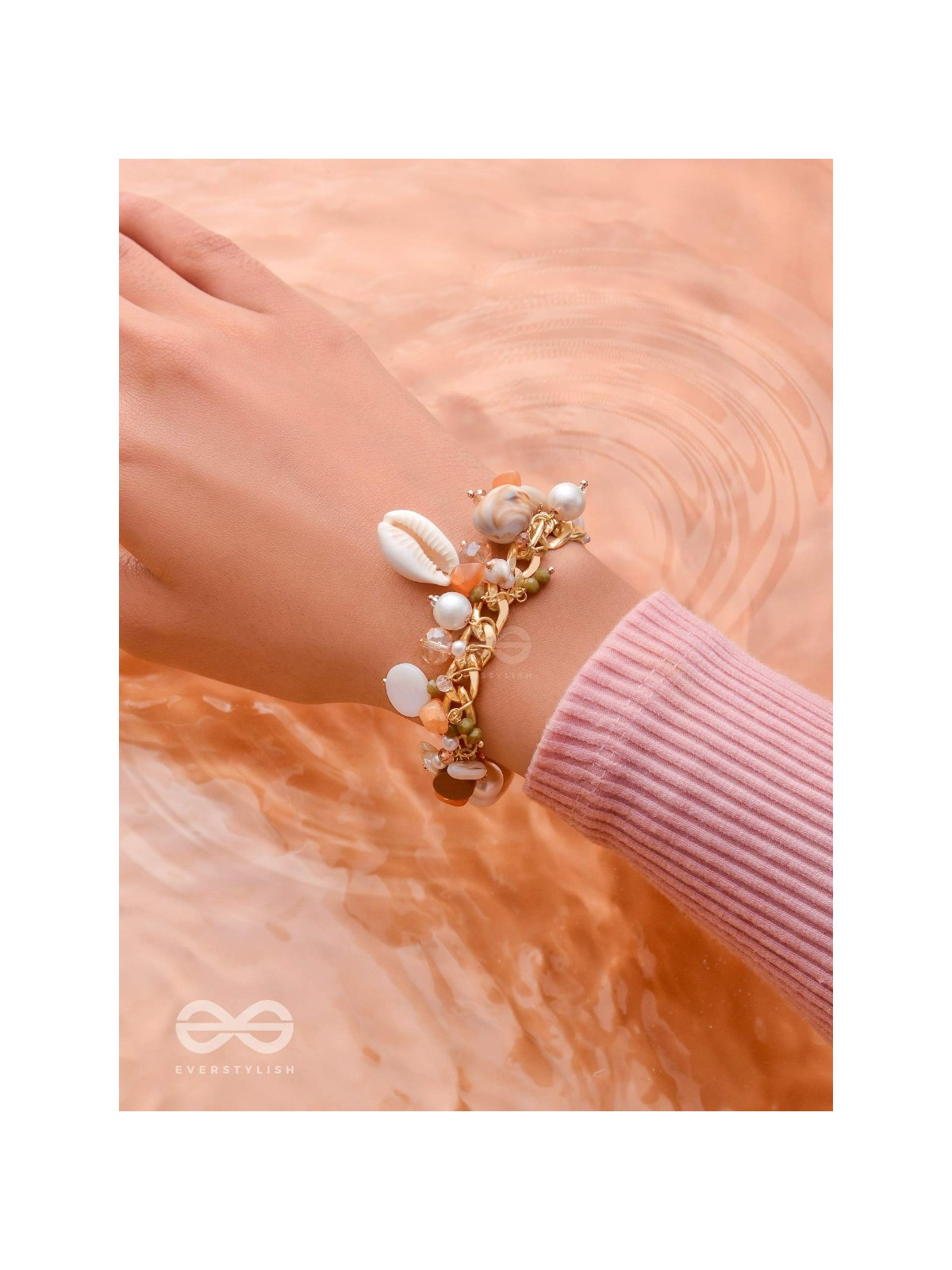 Shellacious Charm - Statement Golden Embellished Bracelet