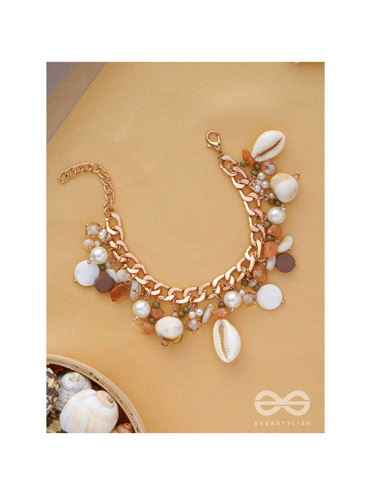 Shellacious Charm - Statement Golden Embellished Bracelet