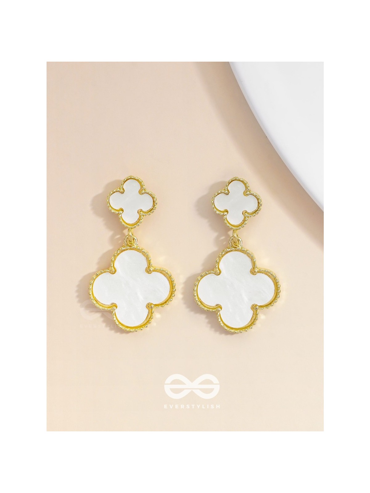 GOOD LUCK CHARM - GOLDEN & WHITE DROP EARRINGS