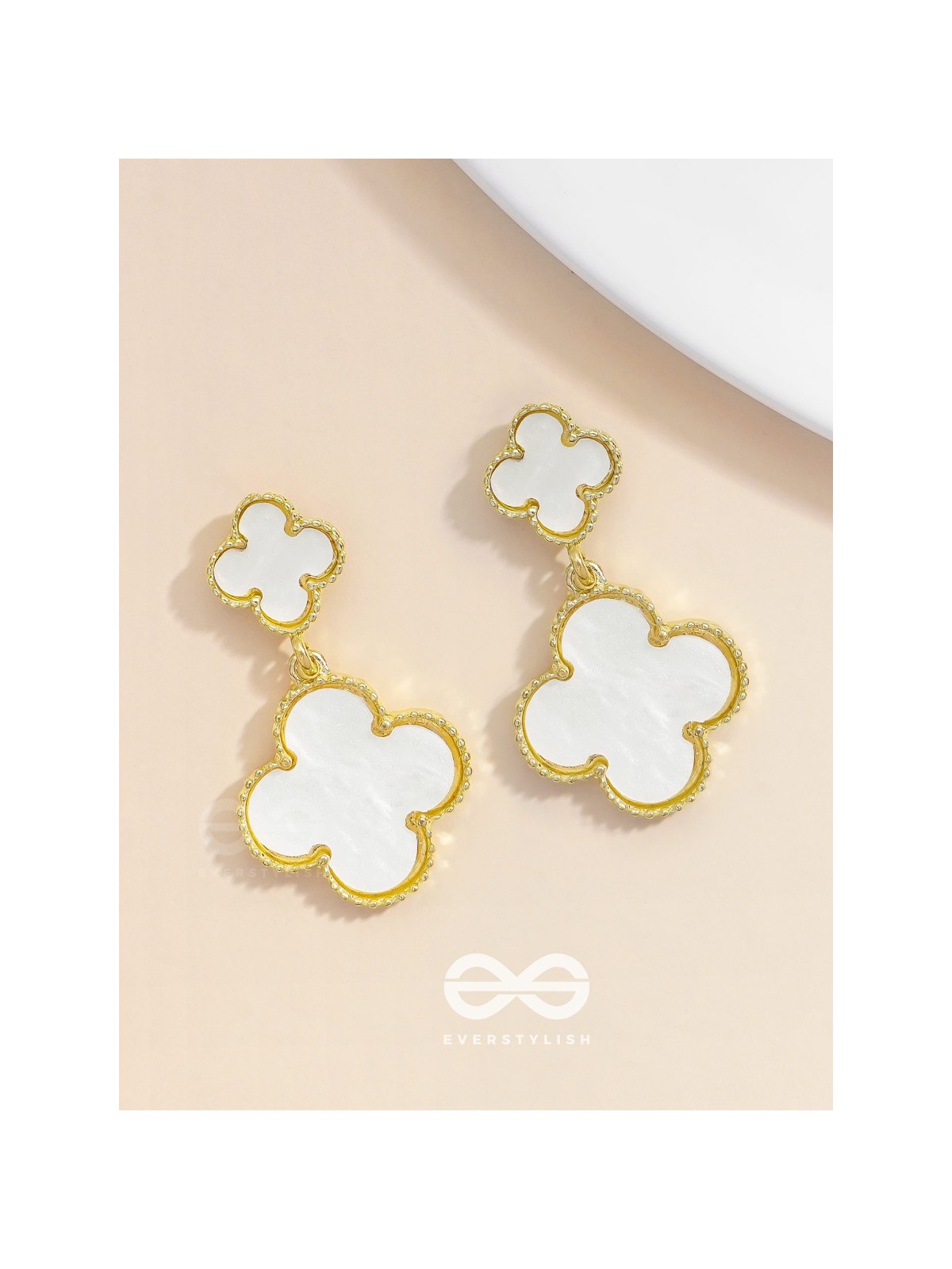 GOOD LUCK CHARM - GOLDEN & WHITE DROP EARRINGS