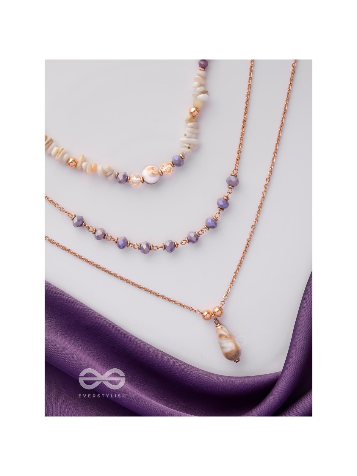 The Lavender Meadows - Casual Multilayered Neckpiece With Anti-Tarnish Coating 