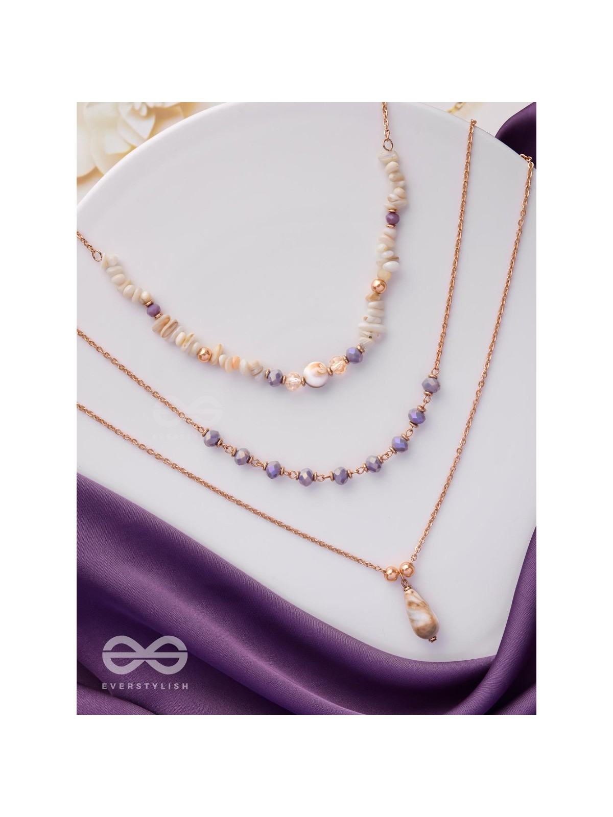 The Lavender Meadows - Casual Multilayered Neckpiece With Anti-Tarnish Coating 